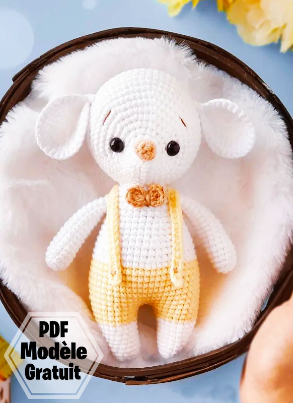 Souris Mignonne Blanche Amigurumi PDF Patron Gratuit (2)