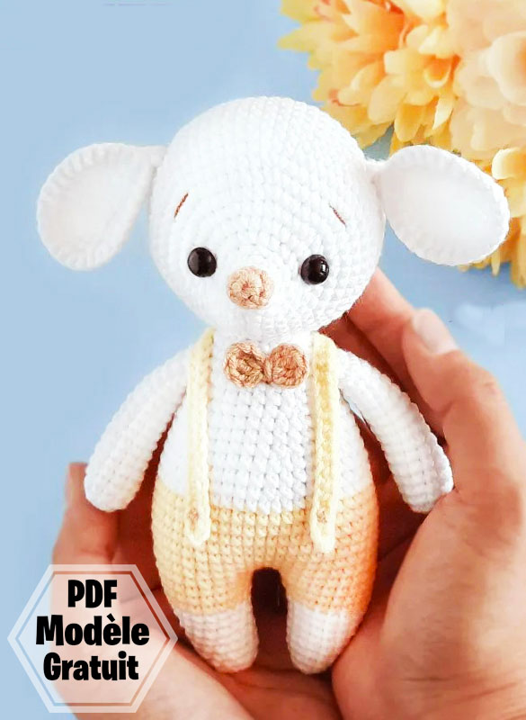 Souris Mignonne Blanche Amigurumi PDF Patron Gratuit (3)