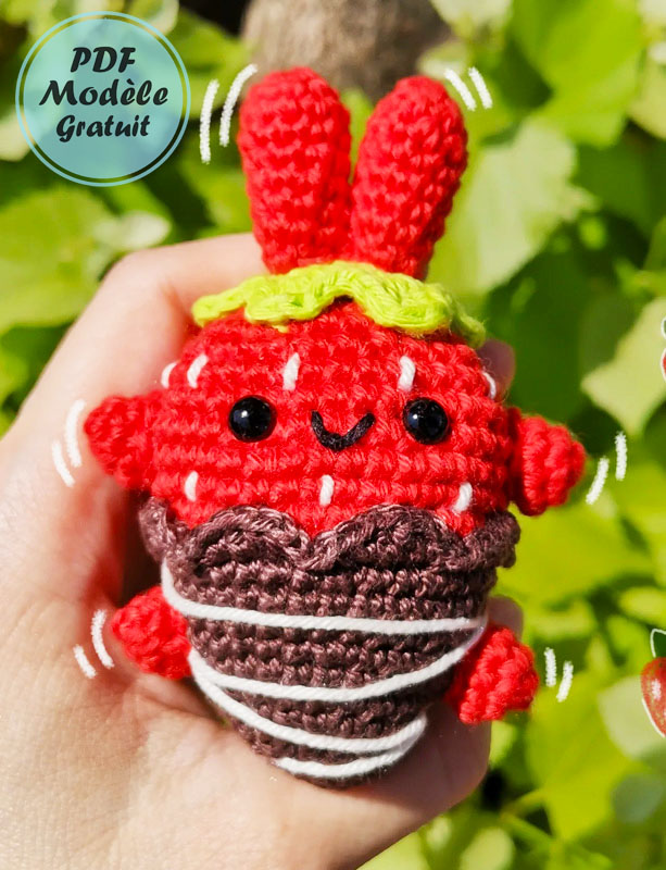 Lapin en Chocolat et Fraise Amigurumi Patron Gratuit (2)