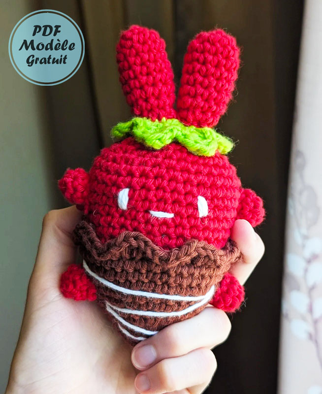 Lapin en Chocolat et Fraise Amigurumi Patron Gratuit (3)