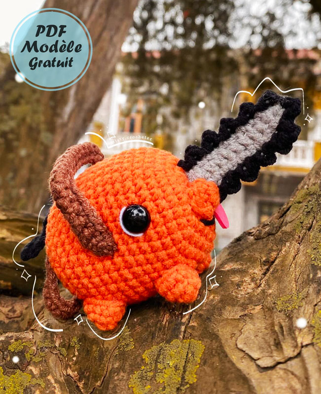 Pochita Chainsaw Porte-clés Patron Français Gratuit (2)