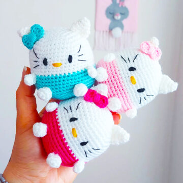 Porte-clés Hello Kitty Amigurumi PDF Patron Gratuit (1)