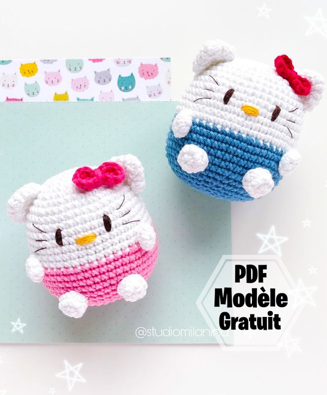 Porte-clés Hello Kitty Amigurumi PDF Patron Gratuit (2)