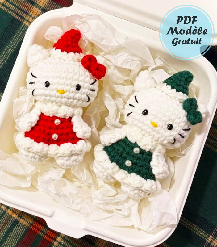 Porte-clés Hello Kitty au Crochet PDF Modèle Gratuit (1)
