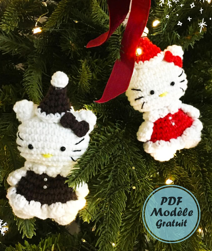 Porte-clés Hello Kitty au Crochet PDF Modèle Gratuit (2)