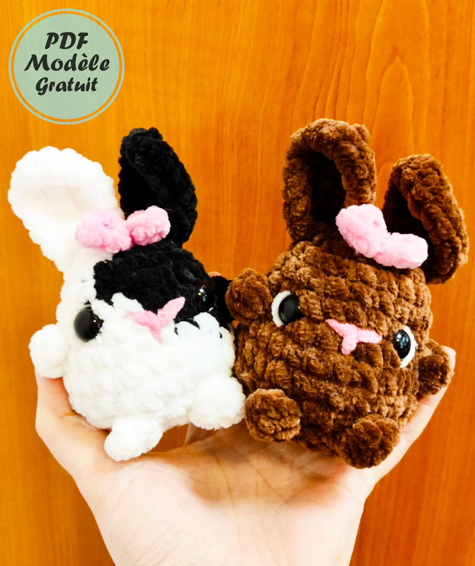 Lapin avec Nœud porte-clés au Crochet Modèle Gratuit (2)