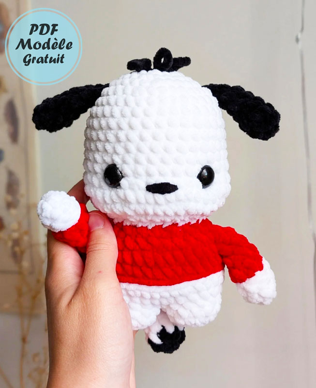 Pochacco Chien en Peluche Amigurumi Patron Gratuit (2)