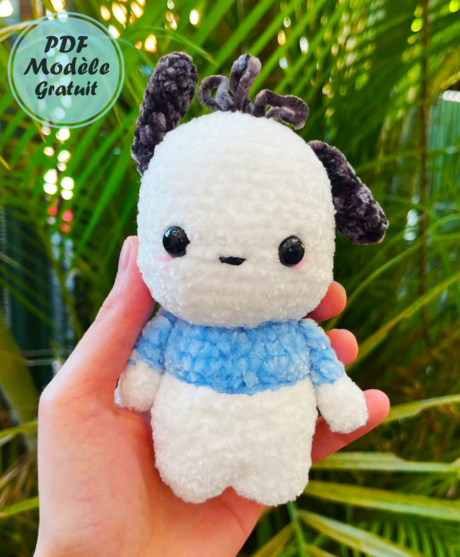 Pochacco Chien en Peluche Amigurumi Patron Gratuit (3)
