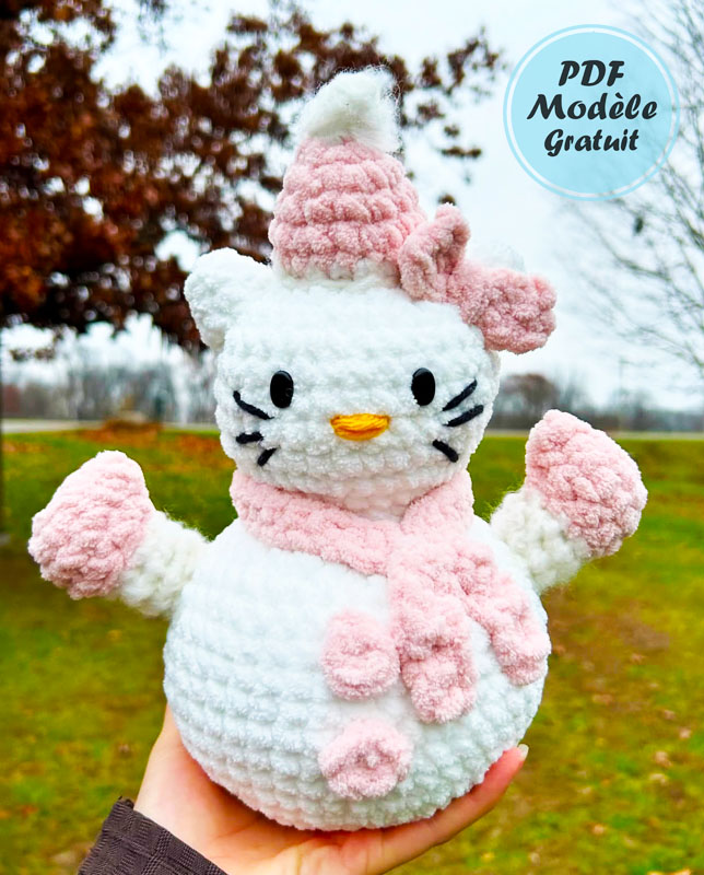 Amigurumi Hello Kitty Bonhomme de Neige Modèle Gratuit (3)