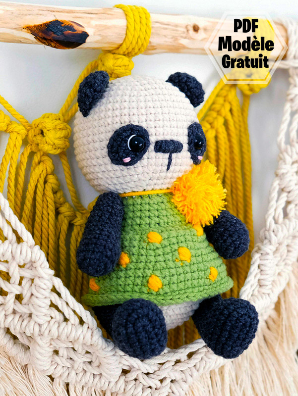Panda en robe PDF Amigurumi Patron Gratuit (5)