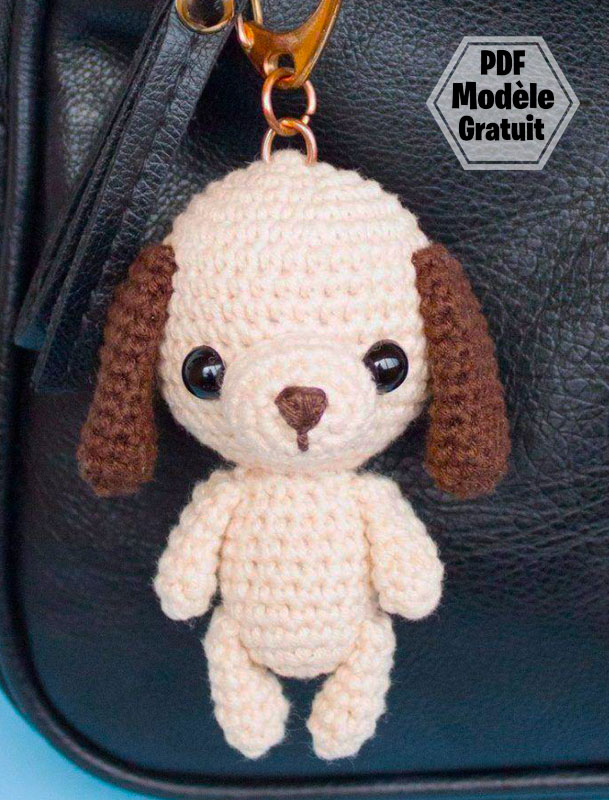 Porte-clés Chien Amigurumi PDF Patron Gratuit (3)