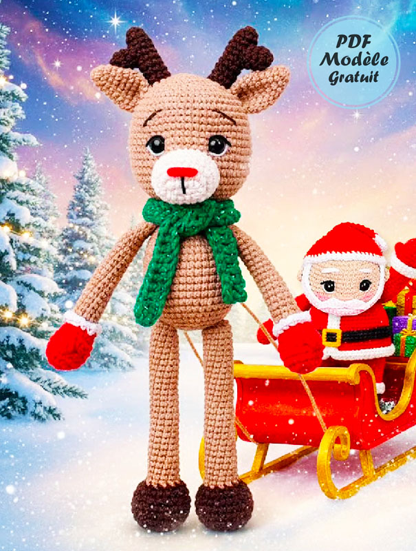 Renne avec écharpe et gants Amigurumi Patron Gratuit (2)