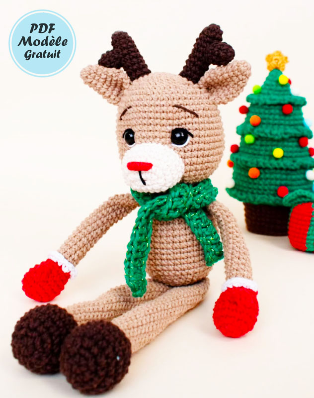 Renne avec écharpe et gants Amigurumi Patron Gratuit (3)