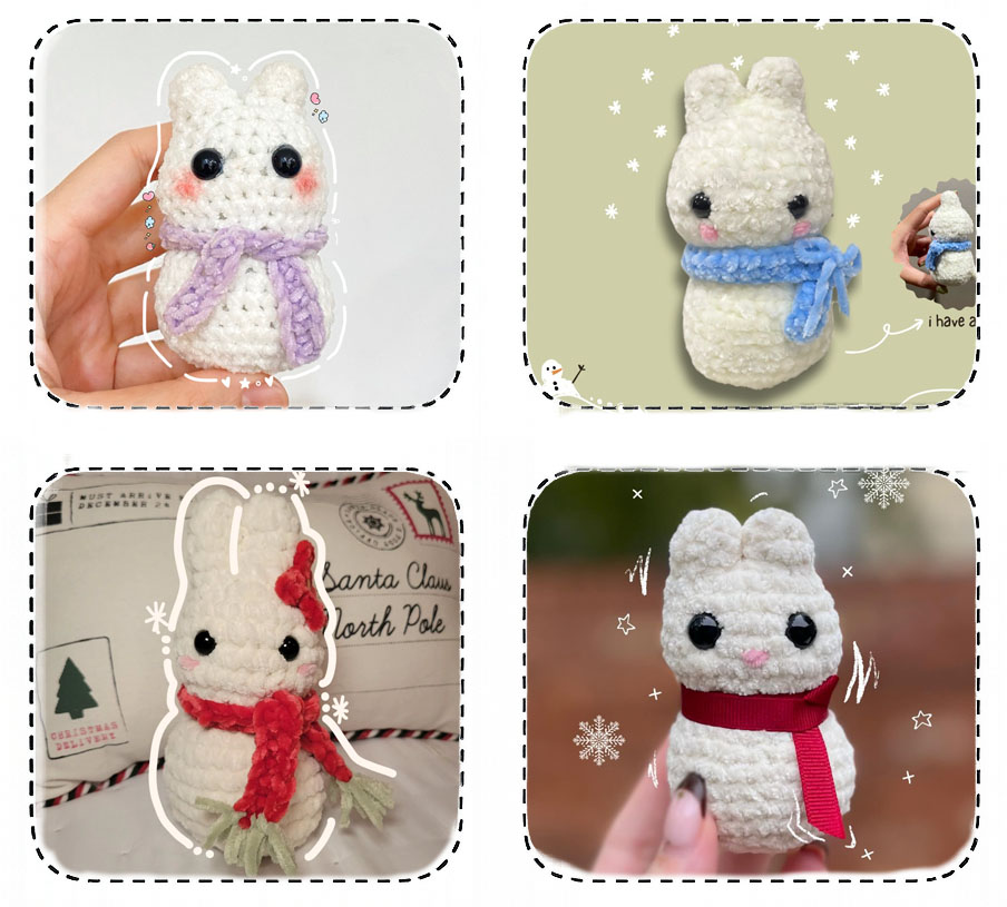 Bonhomme de Neige Lapin au Crochet Patron Gratuit