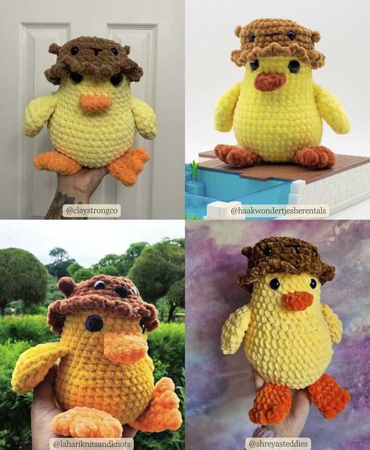 Canard avec Chapeau d’ours au Crochet Patron PDF Gratuit