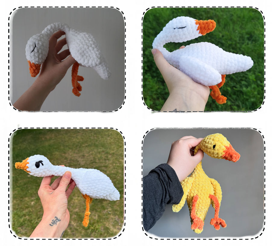 Oie, Canard Colvert et Flamant Amigurumi Patron Gratuit